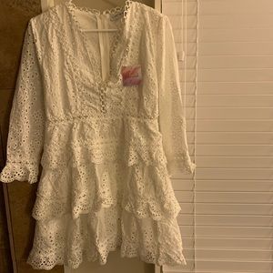 Chicwish white eyelet tiered dress